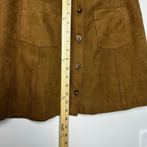Abercrombie & Fitch Faux Suede Button Front Mini Skirt Brown Size Small - Picture 3 of 8